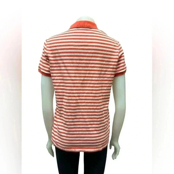 Lacoste SS Golf Style Orange Striped Shirt Size  44 - Picture 3 of 10